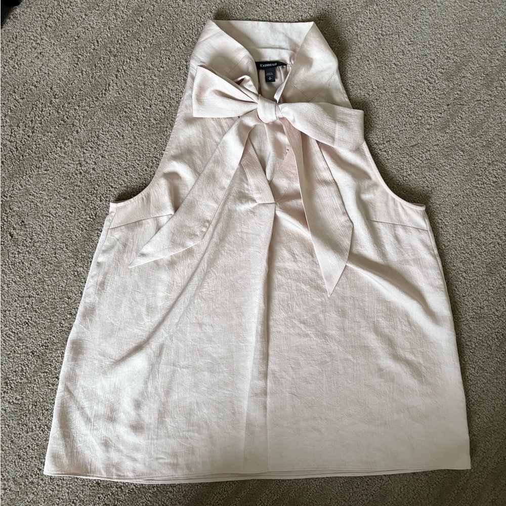 Express Cream Halter Top with Bow